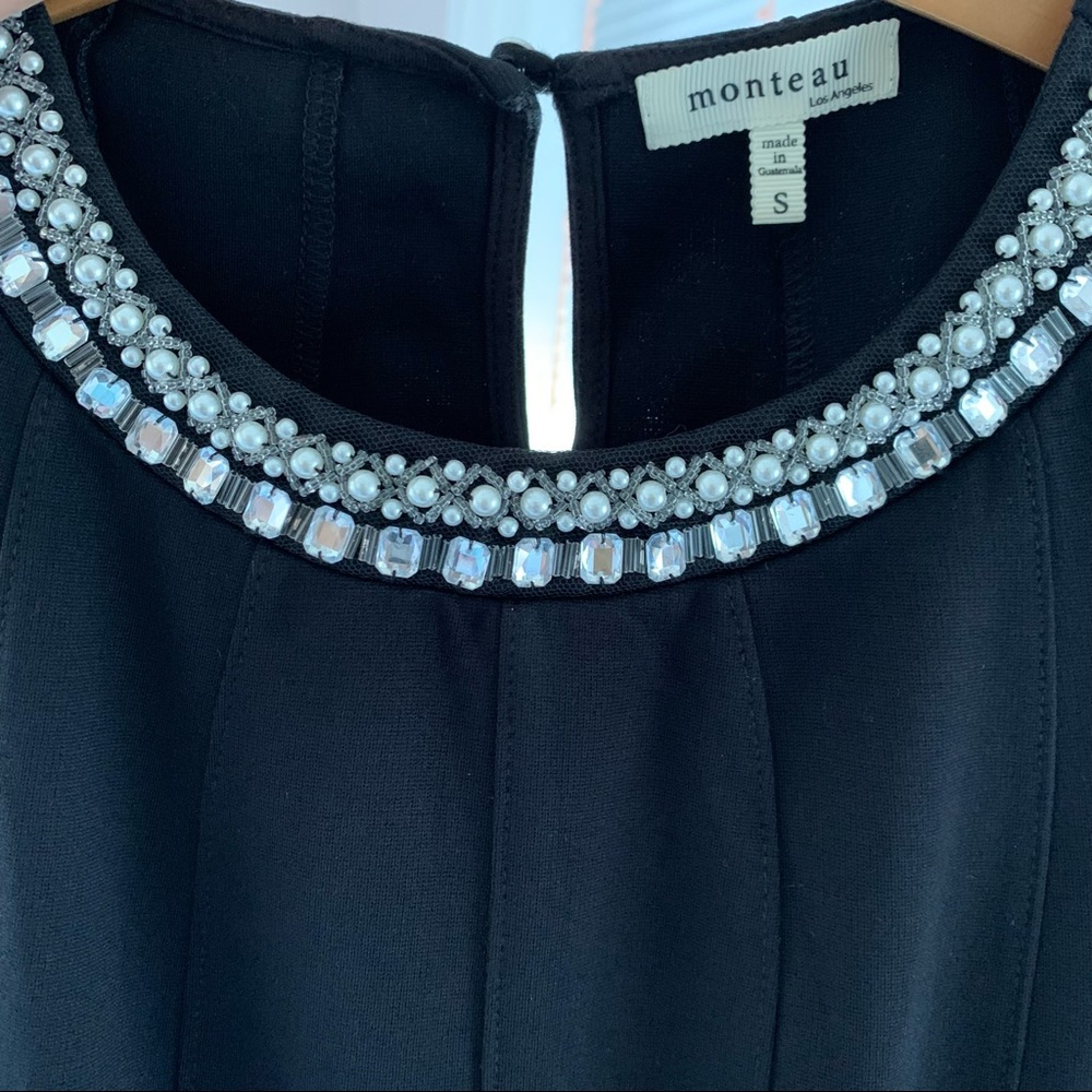 Monteau Jewel Neck Fit and Flare Little Black Cocktail Dress size Small - Picture 8 of 8